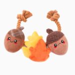 Hugsmart Rope Funz Autumn Tailz Acorn plush dog toy with squeaker